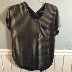 She+Sky black and gold metallic top